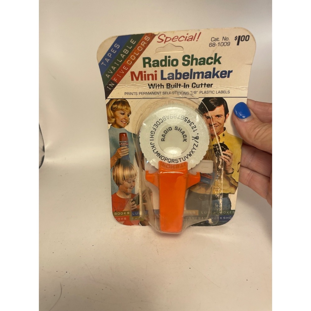 Dymo Radio Shack MINI LABEL MAKER  #68-1020 USA Vintage Orange NIB NOS